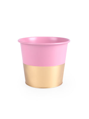 Pink and gold plant container