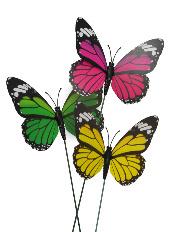 Pink, Green, and Yellow floral butterfly picks
