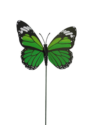 Green floral butterfly picks