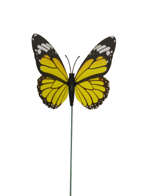 Yellow floral butterfly picks