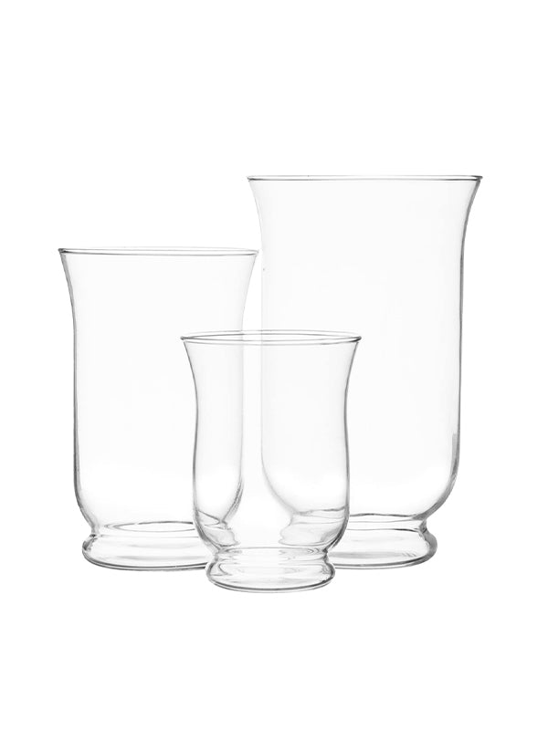 Clear Glass Hurricane Vase Trio