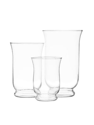 Clear Glass Hurricane Vase Trio