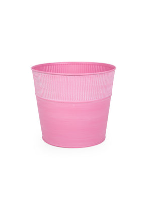 Pink tin plant container