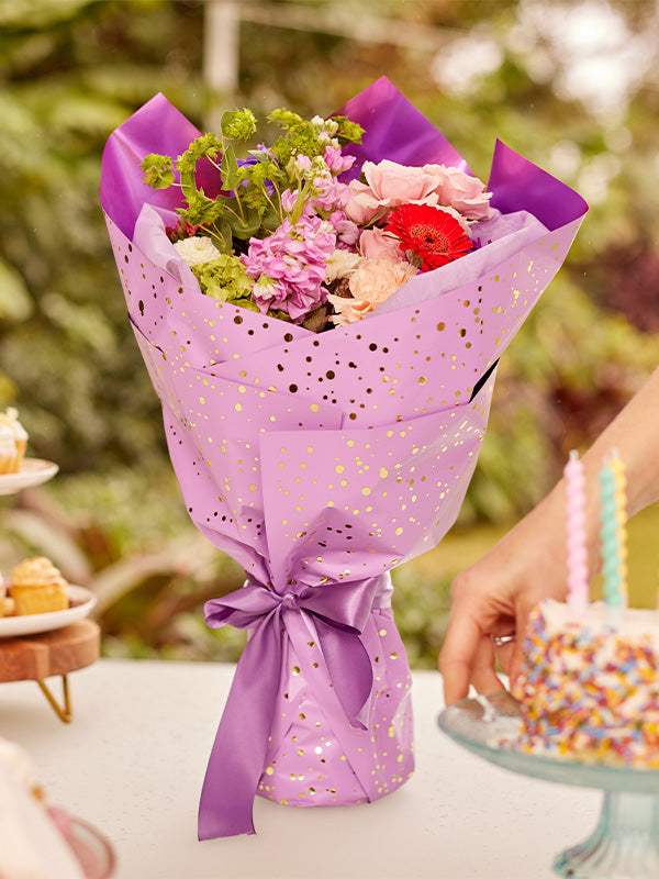 Purple Gala Sheet with flowers