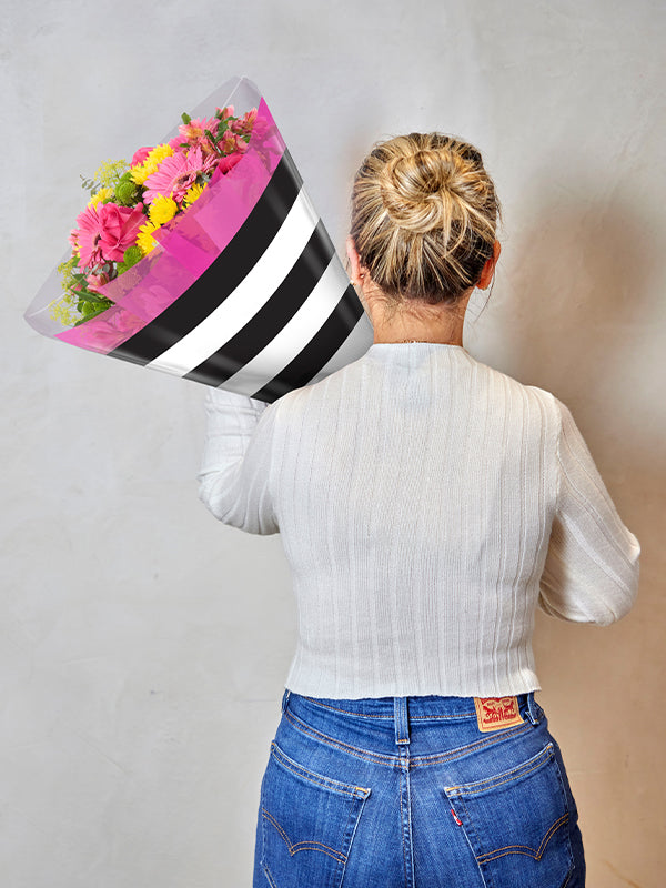Glamour Sleeve with flowers, woman holding bouquet