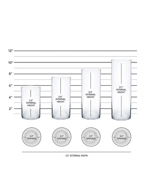 Clear Glass Cylinder Vase Set with measurements