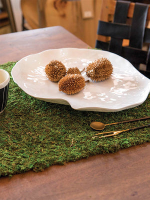 Instant Green Moss Mat used as a placemat