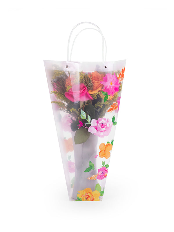 Jardin Vase Bag Front View with Flowers & Vase
