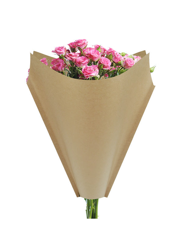 Brown Kraft Paper Flower Sleeve with pink flowers