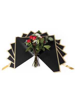 Madonna Wrap in black with red flowers in the center, wrap opened