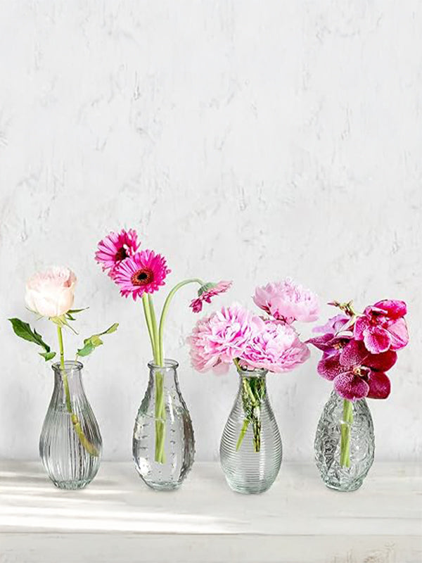 Textured Bud Vase Set with flowers