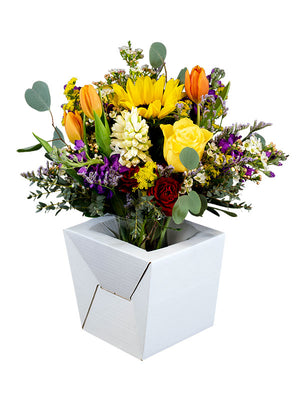 White Rose Vase Box with Flowers